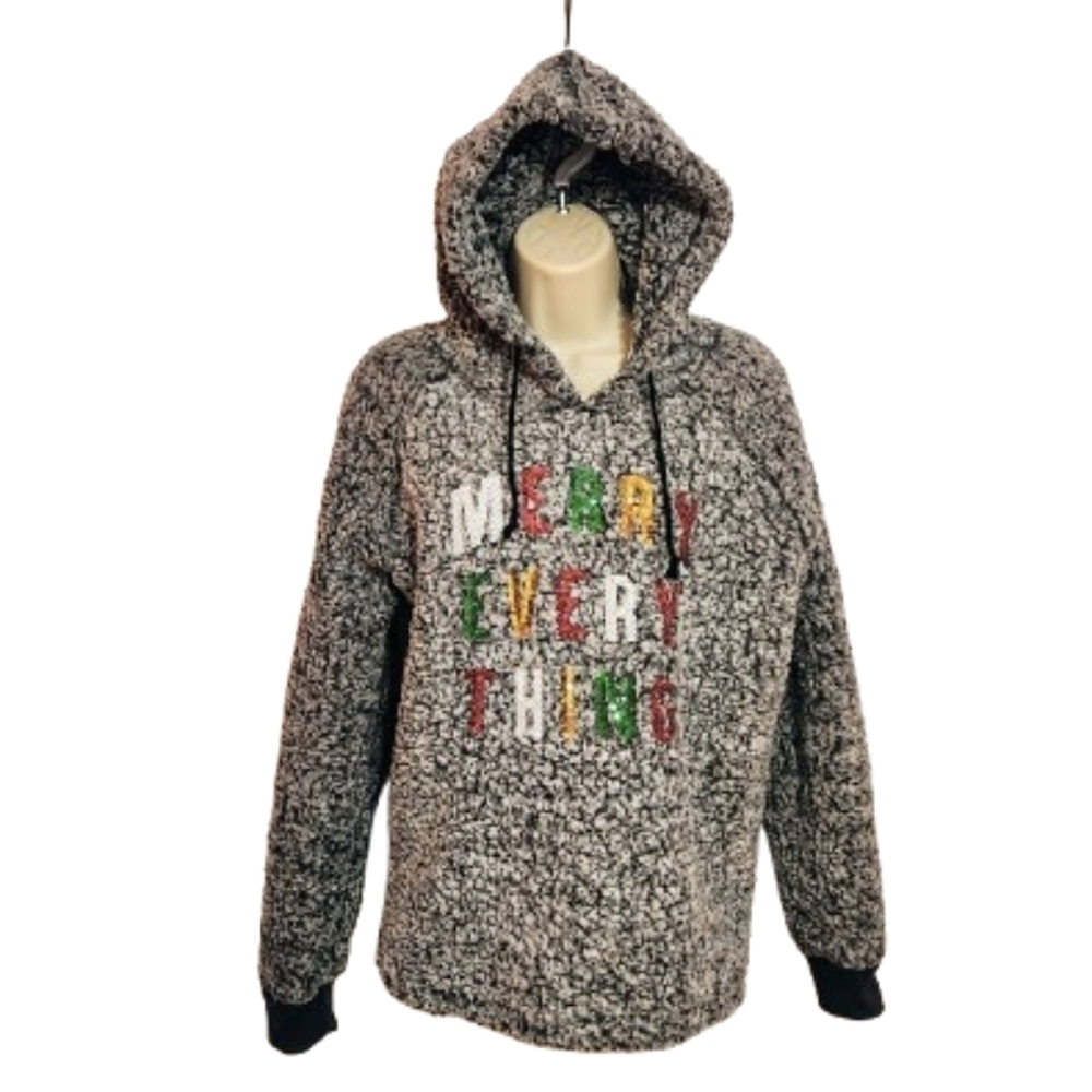 Weekending Teddy Fleece Christmas Hoodie Sweater Large